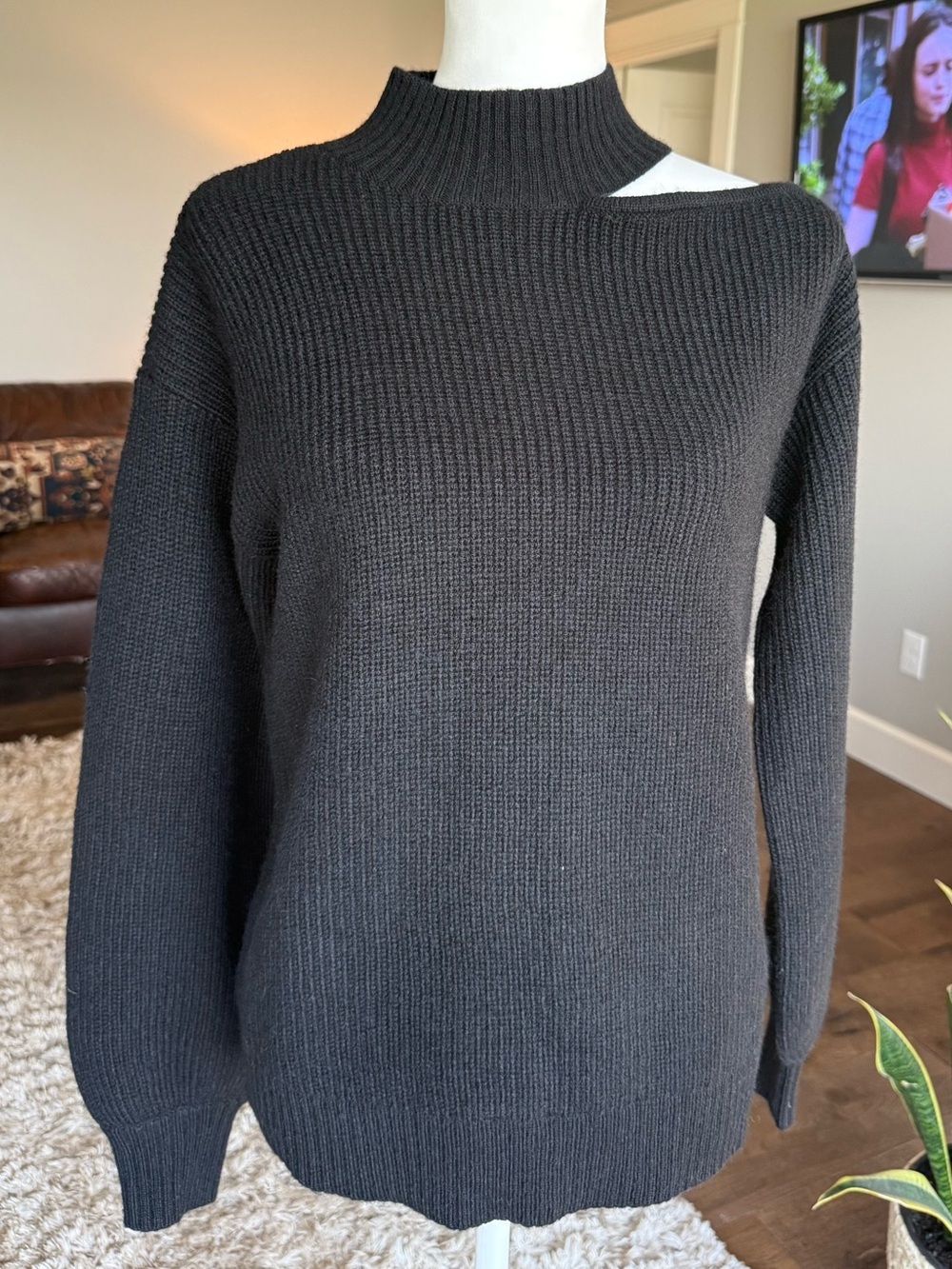 Sanctuary Black Cutout Mock Neck Sweater, XS